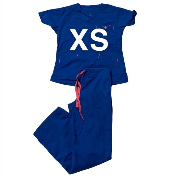 Med Couture Blue Scrub Set XS - Picture 1 of 6